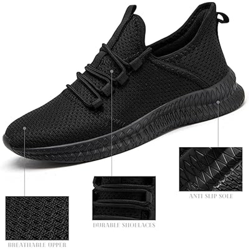 New Qujgs Womens Size 10 Black Breathable Mesh Lace Up Athletic Sneaker Shoes