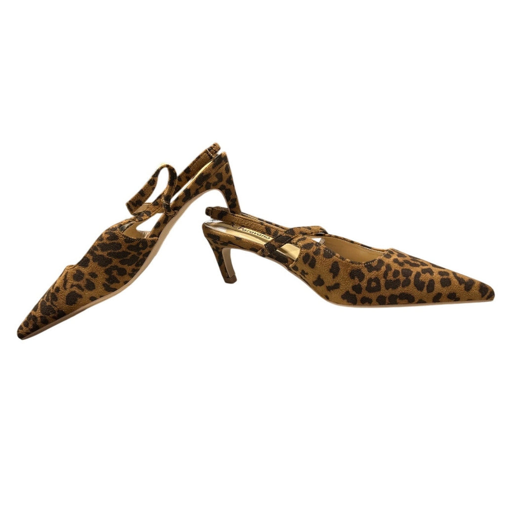 New C.Paravano Women Size 9 Brown Leopard Spot Slingback 2.75" Kitten Heel Shoes