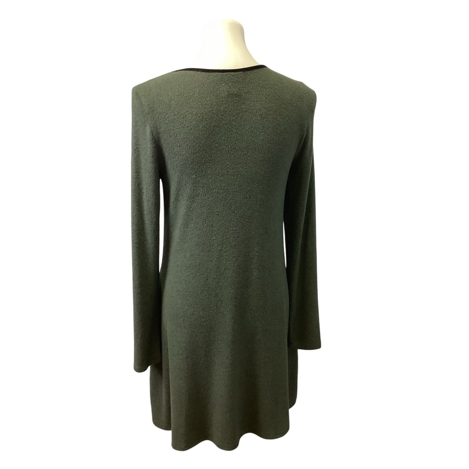 IN San Francisco Large Long Sleeve Deep V Neck A Line Rayon Blend Midi Dress