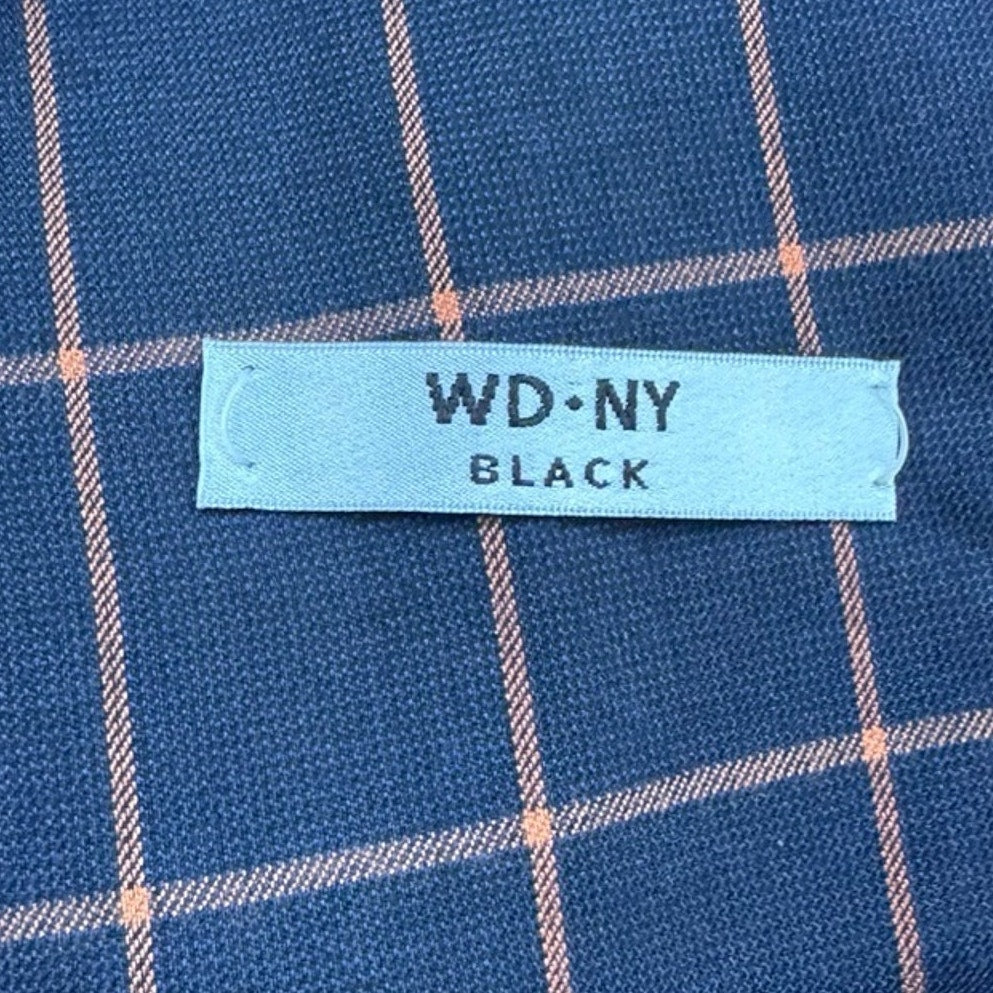 NWT New WD-NY Mens Large Navy Blue Orange Plaid 2 Button PolyCotton Blazer