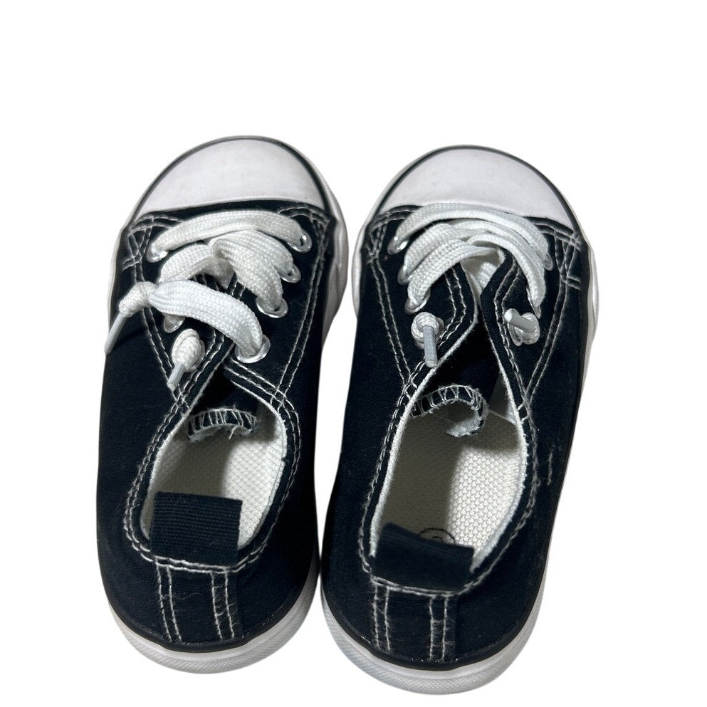 Cofopo Toddler Boys Size 6 Black Sneakers Low Top Lace Up Round Toe Canvas Shoes