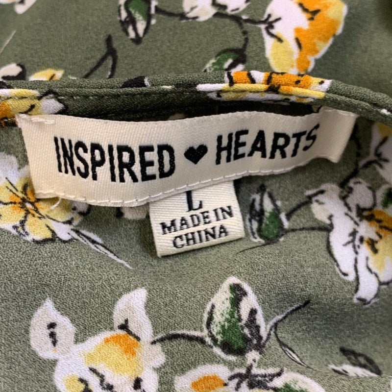 Inspired Hearts Womens Large Cottage Core Floral Deep V Half Sleeve Dress