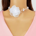 Romantic Jewellery Multi-layer Pearl Chain White Flower Choker Floral