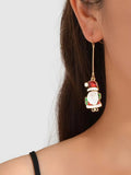 Christmas Jewellery White Enamel Santa Claus Drop Dangle Earrings
