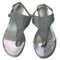 Dream Pairs Womens 8 Silver 2" Heel Sandal Rhinestone T Strap Open Toe Shoes