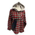 New Hand Printed Womens 3XL Black Lab Dog Long Sleeve Plaid Flannel Hoodie