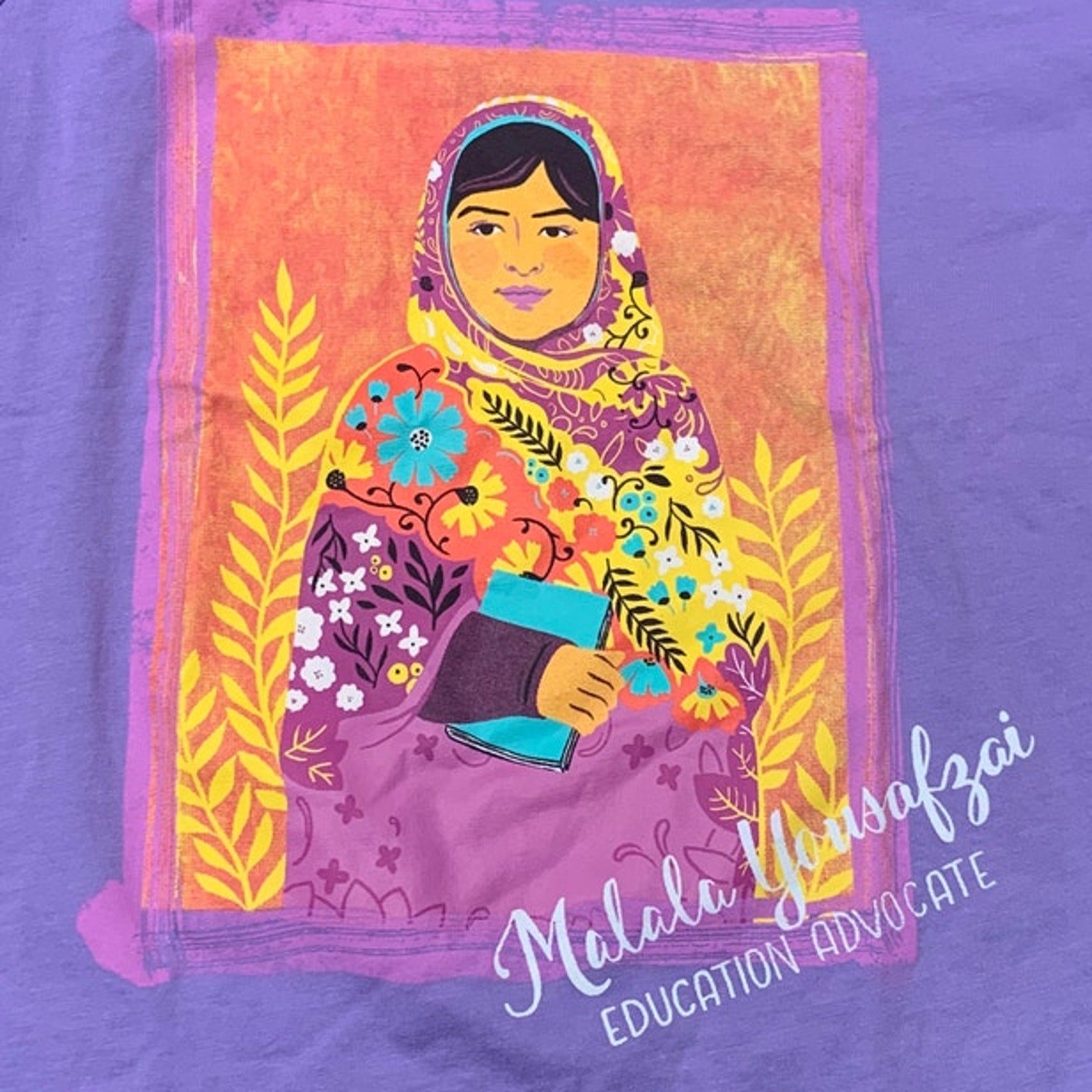 New Piccolina Girls Size 5/6 Malala Yousafzei Advocate 100% Cotton Crew Neck Tee