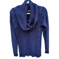 Belldini Womens Small Navy Blue Metalic Long Sleeve Cowl Neck Knit Sweater