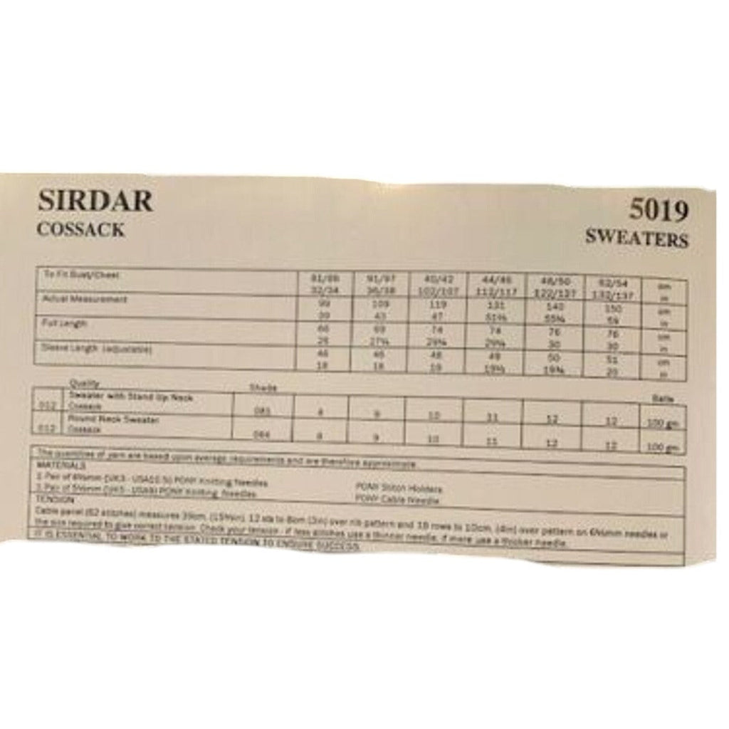 New Sirdar 5019 Cossack Sweater His Her Knitting Pattern w Larger Sizes