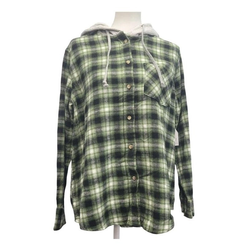 New Champion Unisex Medium Navy Pullover Sweatshirt w Bonus Plaid Flannel Hoodie