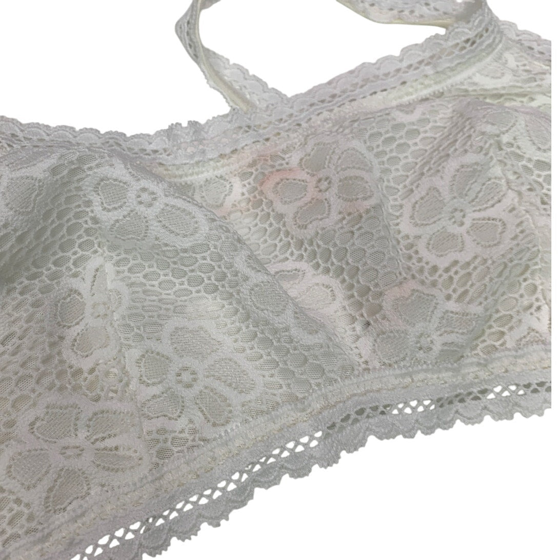 Lot of 2 New Aerie Womens Small White Beachside Floral Lace Bras w Sample Marks