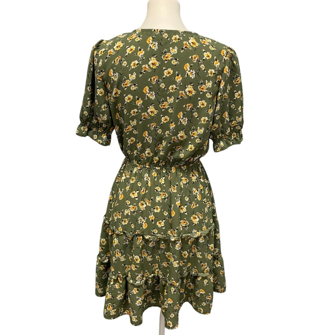 Inspired Hearts Womens Large Cottage Core Floral Deep V Half Sleeve Dress