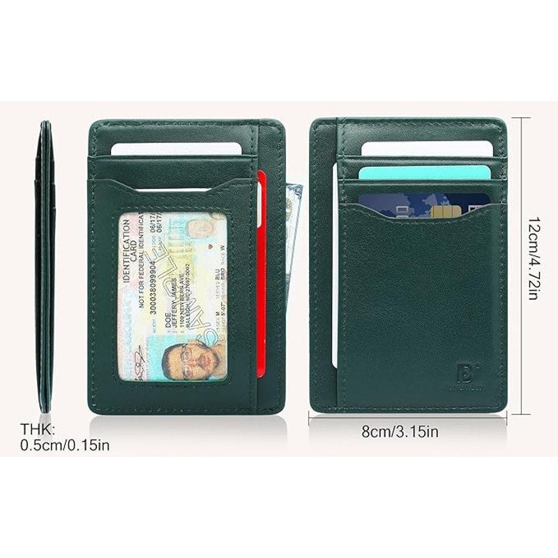 New Pomelo Best Hunter Green Genuine Leather Wallet RFID Blocking Card Holder
