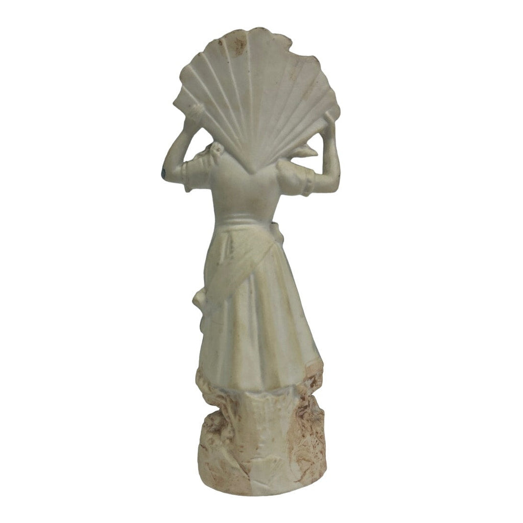 Vintage Victorian Lady Girl Blue Dress w Fan Ceramic Figure Figurine Collectible