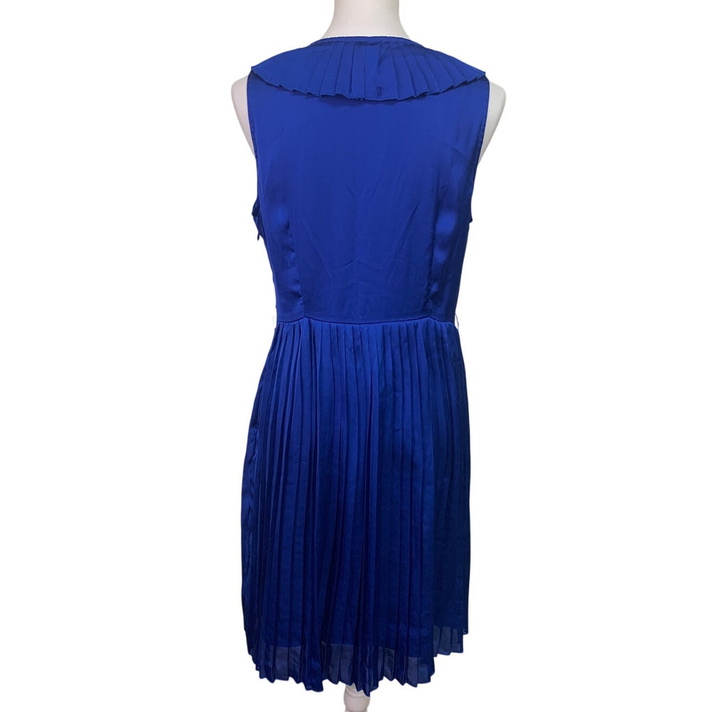 Apt 9 Womens Medium Sleeveless Pleated Ruffle Royal Blue Deep V Sheath Dress