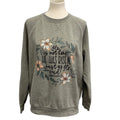 Hand Printed Upcycled Womens Large He Is Not Here Jesus Has Risen Sweatshirt