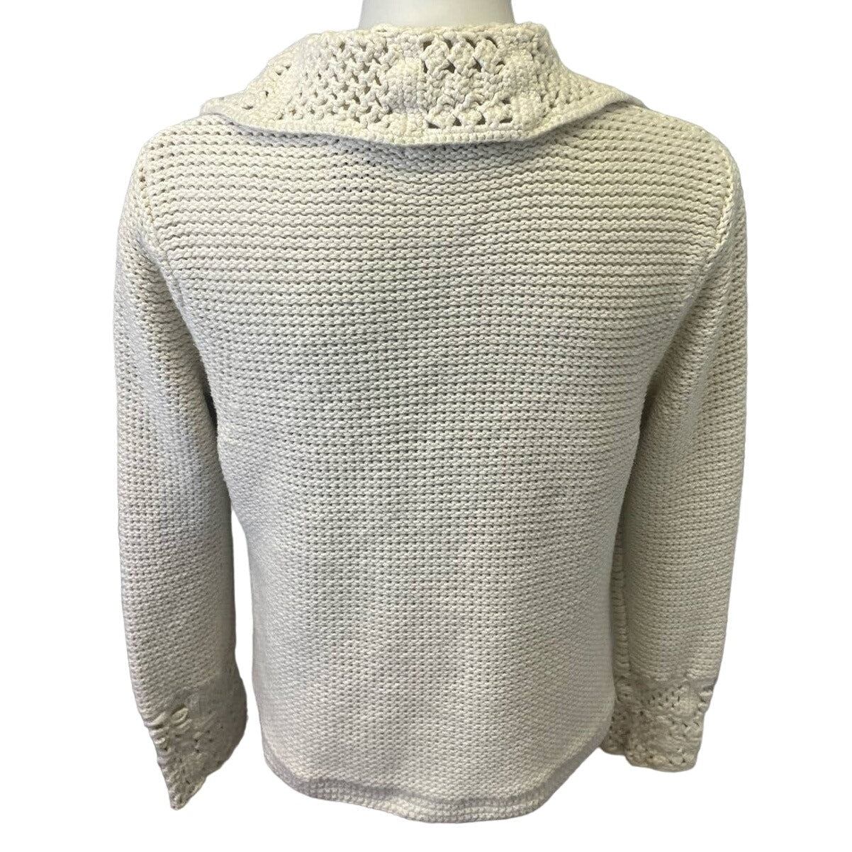 Liz Claiborne Large Crochet Knit Cotton Blend Long Sleeve Button Down Cardigan