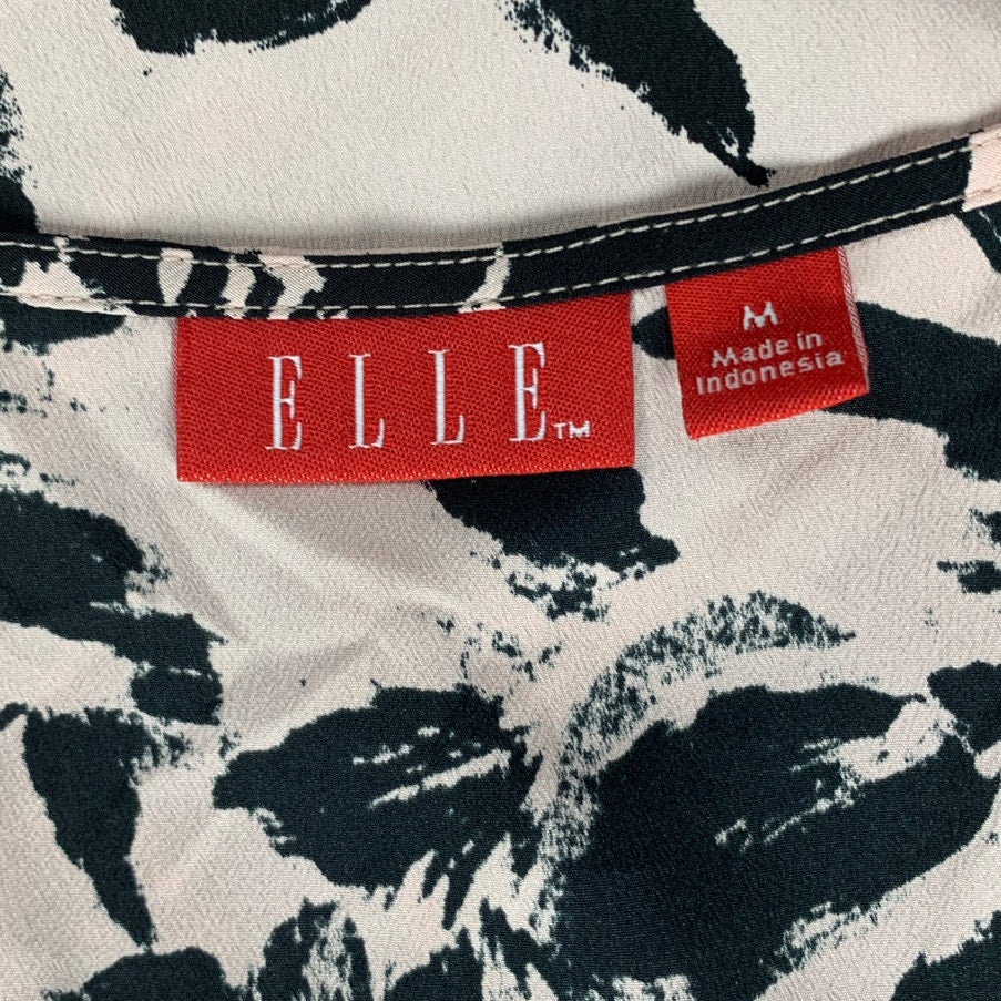 ELLE Womens Medium 100% Polyester Floral Sleeveless Fit n Flare Side Zip Dress