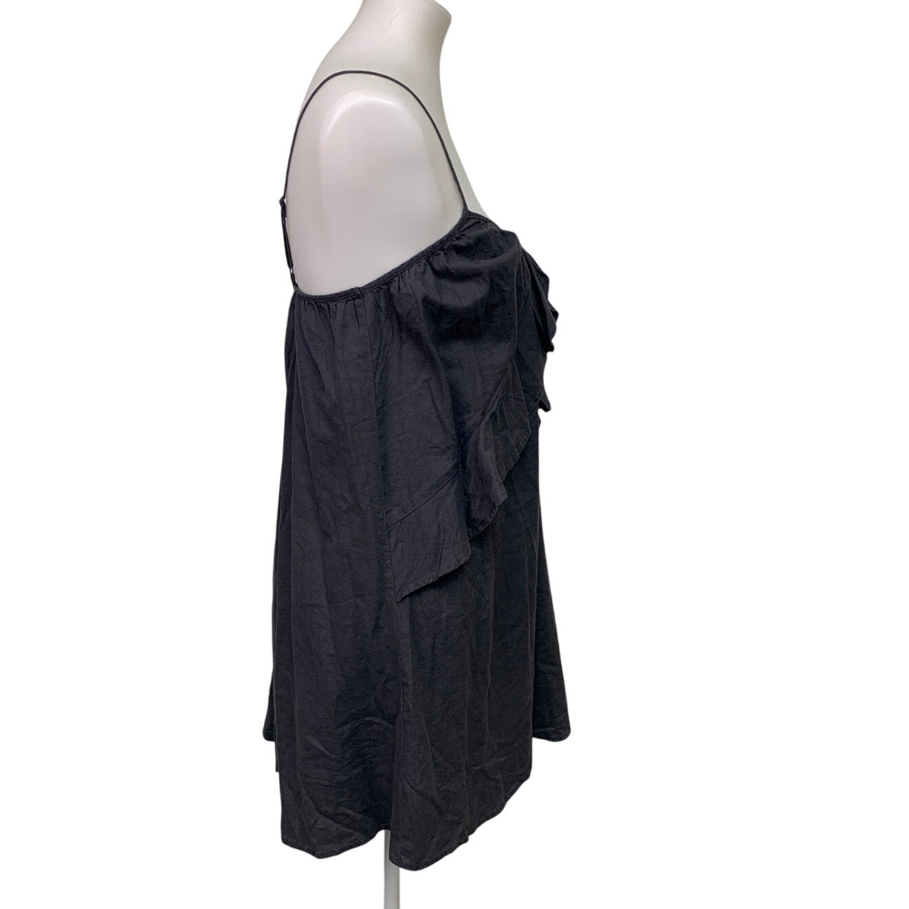 New Aerie Womens Small Dark Gray Spaghetti Strap Front Tie Flowy Mini Dress