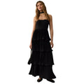 New American Eagle Womens Size Medium Black Strappy Tiered Pleated Maxi Dress
