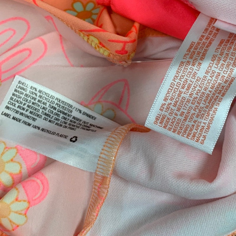 New Cat & Jack Girls 2T UPF 50+ Orange Floral Long Sleeve Bikini 2PC Swimsuit