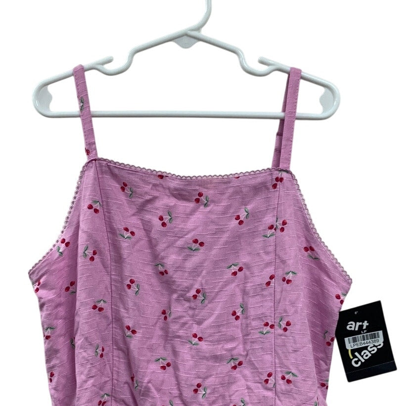 New Art Class Girls XL (14) Cherry Thin Strap Back Zip Scalloped Edge Dress