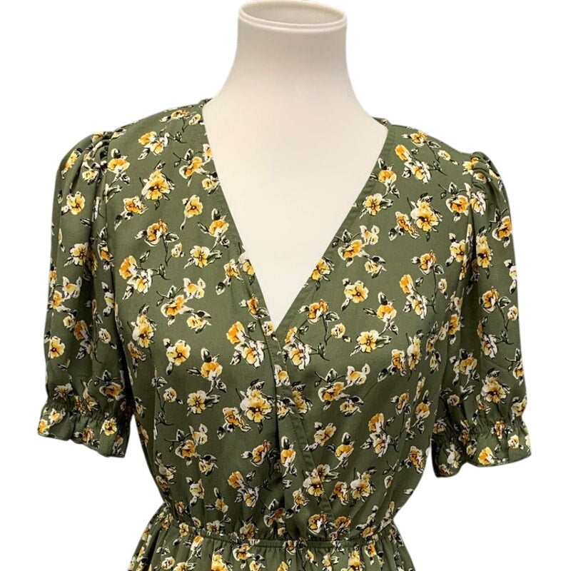 Inspired Hearts Womens Large Cottage Core Floral Deep V Half Sleeve Dress