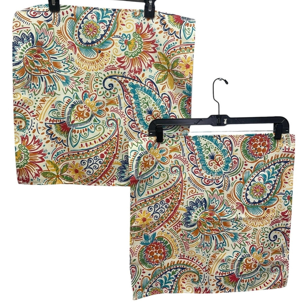 Set of 2 Floral Paisley White Blue Red Cloth Dinner Napkins Table Decor