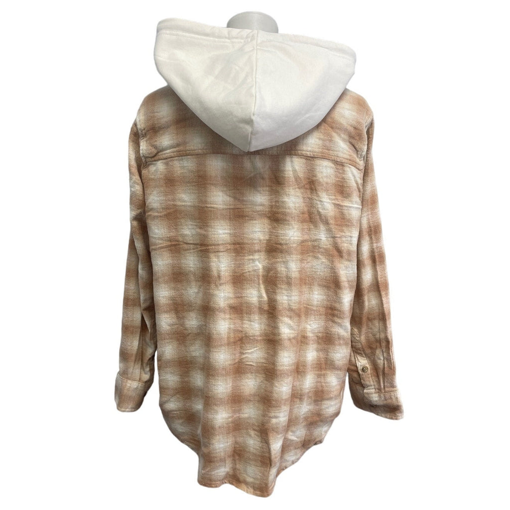 New Hand Printed Womens Large Black Lab Dog Long Sleeve Plaid Flannel Hoodie
