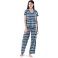 Fruit of the Loom Womens Medium Striped Short Sleeve T Shirt Pajama Pants Set