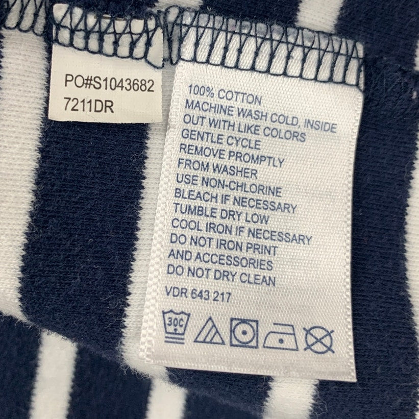 Nautica Womens Medium 100% Cotton Sleeveless Striped Lace Up V Neck Mini Dress