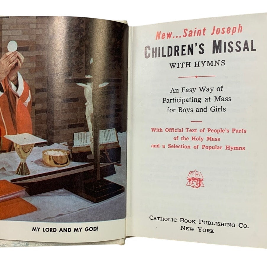 Vintage 1968 St Joseph Children's Missal Book w Plastic Praying Girl Art Work