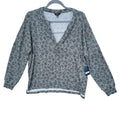 NWT New Lucky Brand Womens Small Leopard Print Viscose Long Sleeve Henley Top