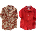 2 New Cat & Jack Boys Large (10-12) Short Sleeve Floral Melon Button Up Shirts