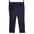 Ann Taylor Size 6 Black Flocked Rayon Blend Velour Cheetah Print Tapered Pants