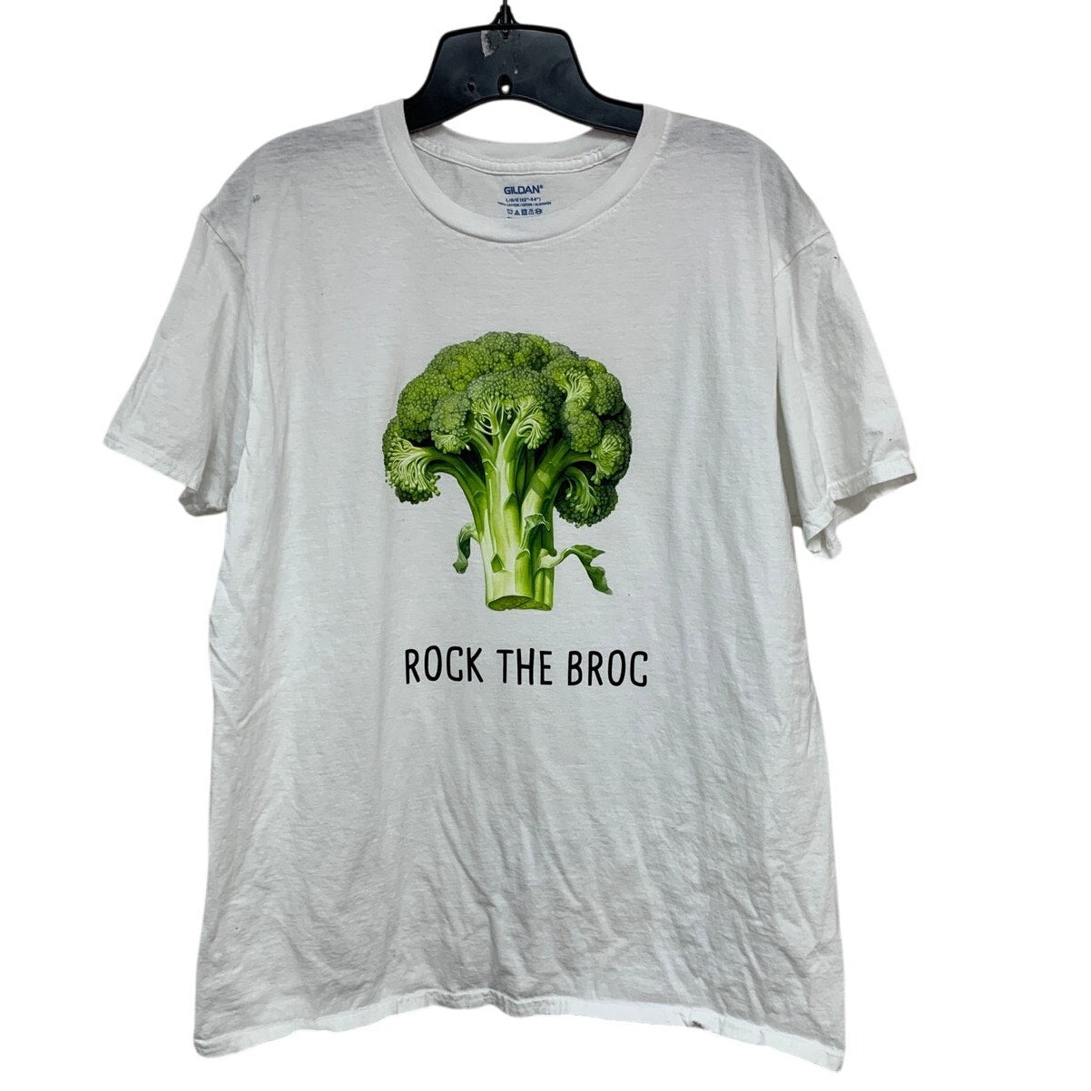New Hand Printed Adult Large Rock the Broc Broccoli Veggie Short Sleeve T Shirt