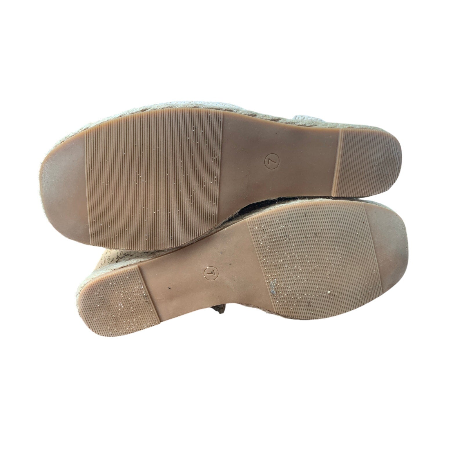 R Gallica WomensSize 7 Tan 4" Platform Wedge Open Toe Espadrille Sandal Shoes
