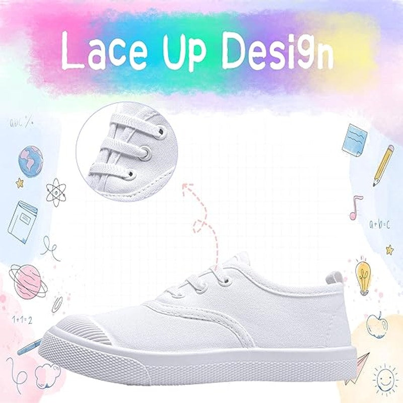Toddler Kids Size 7 White Canvas Slip On Running Walking Sneaker Tennis Shoes