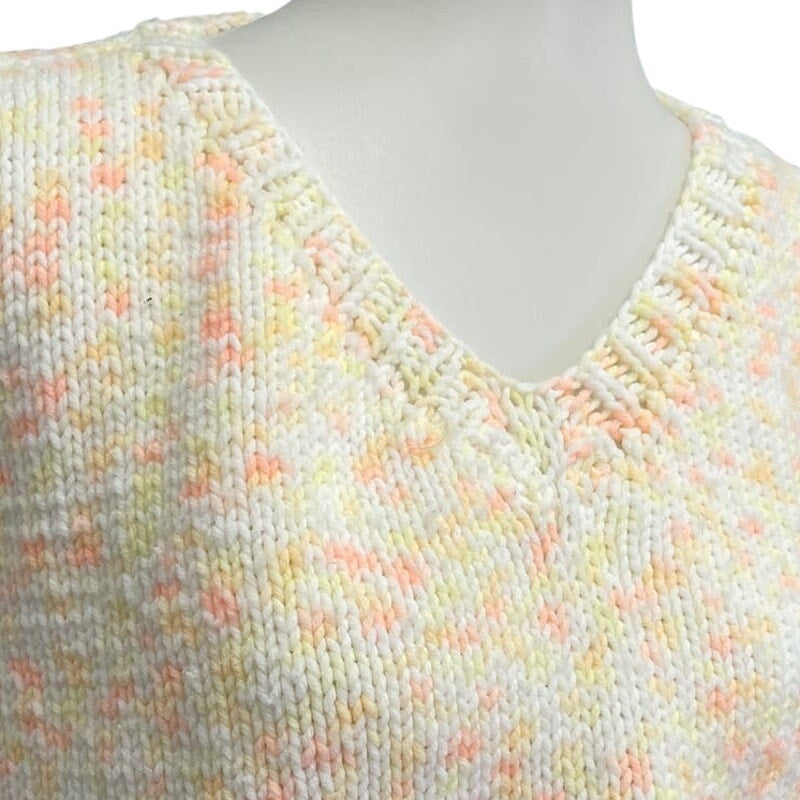 Handmade Knit Womens Large Sleeveless V Neck Cropped Pullover Sweater
