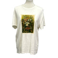 Hand Printed Upcycled Womens XXL Vintage Orchid Botanical Flower Tee Shirt
