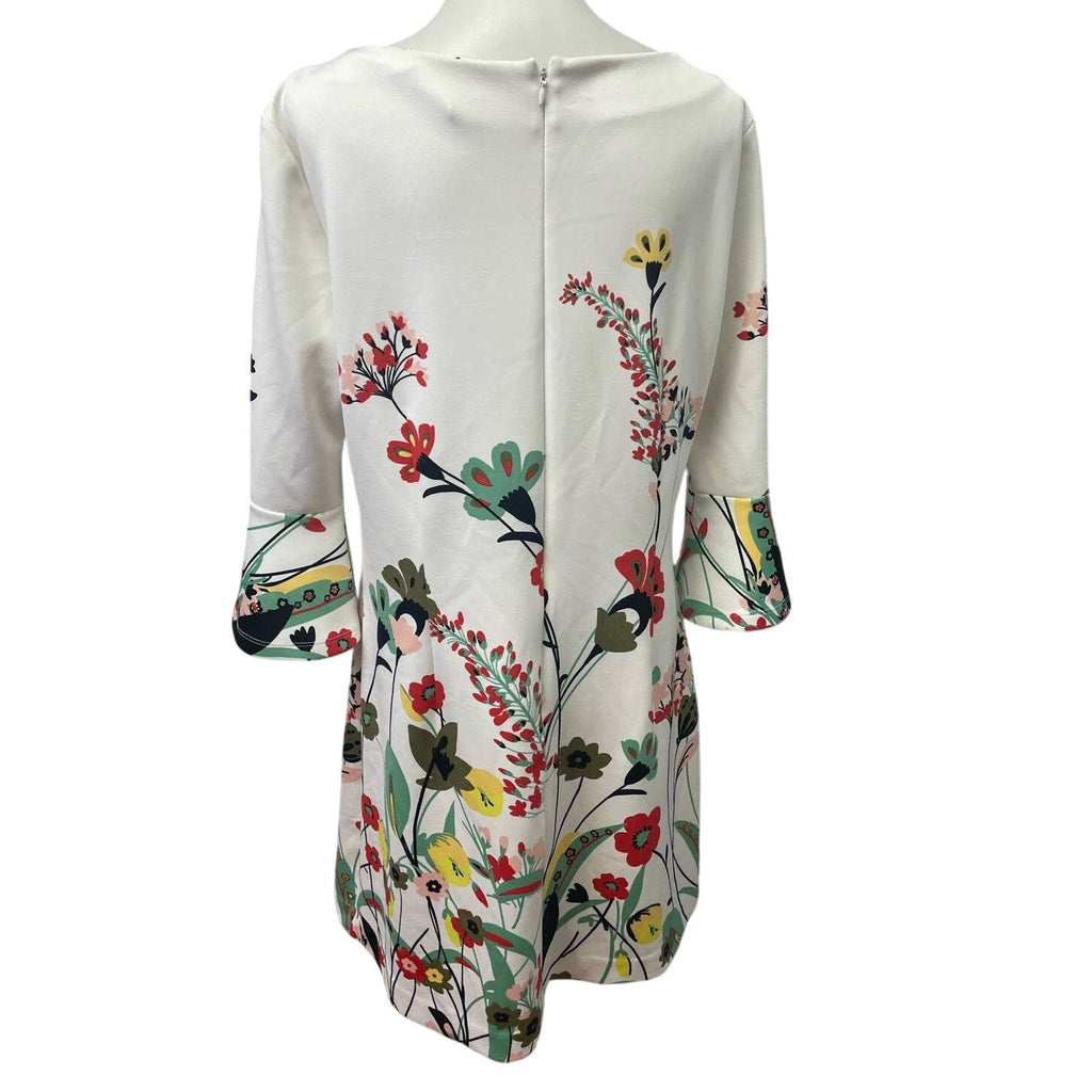 New York & Company XL Long Ruffled Sleeve Floral Vine Knee Length Sheath Dress