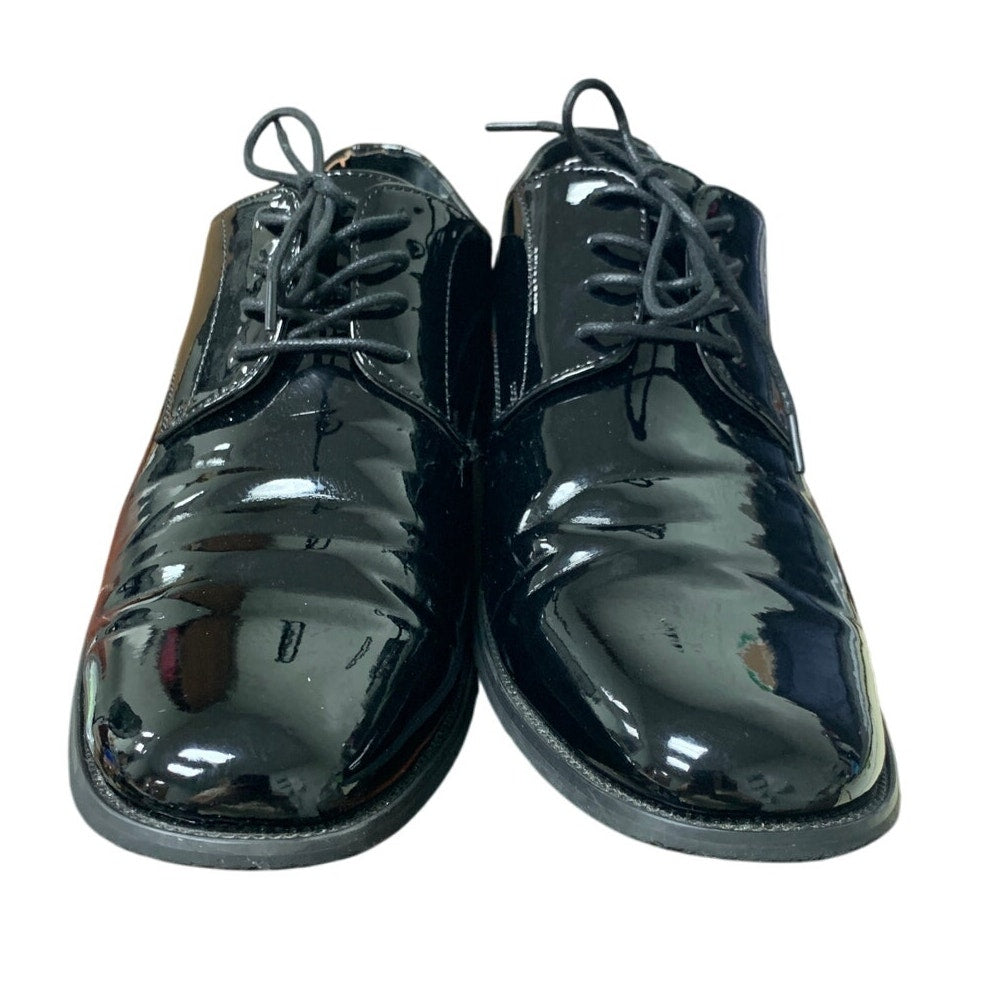 Jousen Mens Size 13 Shiny Black Faux Leather Lace Up Formal Oxford Loafer Shoes