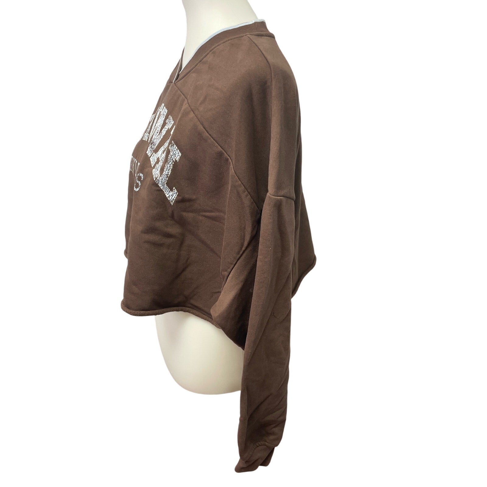 Divided by H&M XXL Long Sleeve V-Neck Cropped Cotton Polyester Blend Sweatshirt