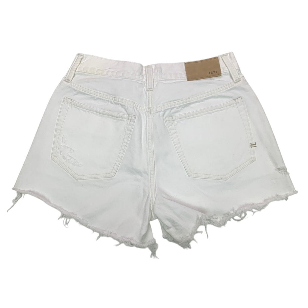 New American Eagle AE77 Size 4 100% Cotton Factory Distressed Jorts Denim Shorts