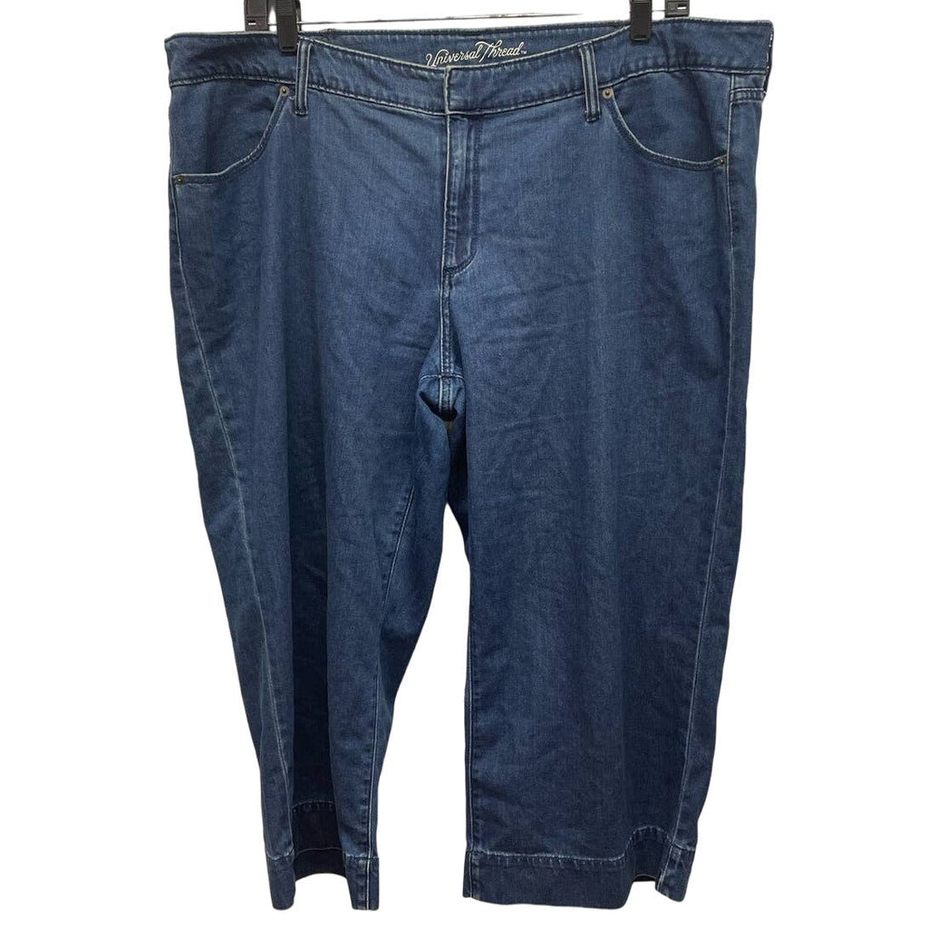 Universal Thread Womens 22W Cropped Hook Eye Closure Stretch Denim Blue Jeans