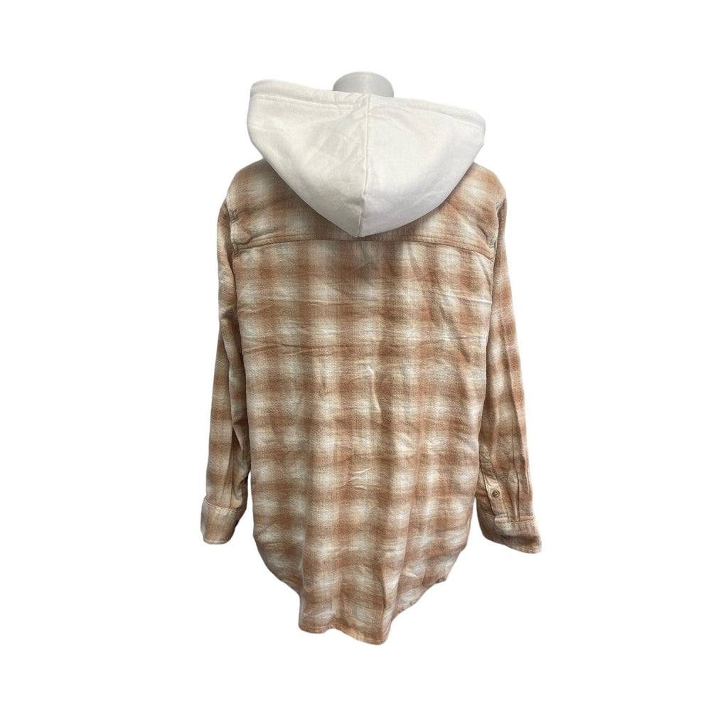 New Hand Printed Womens Medium Black Lab Dog Long Sleeve Plaid Flannel Hoodie