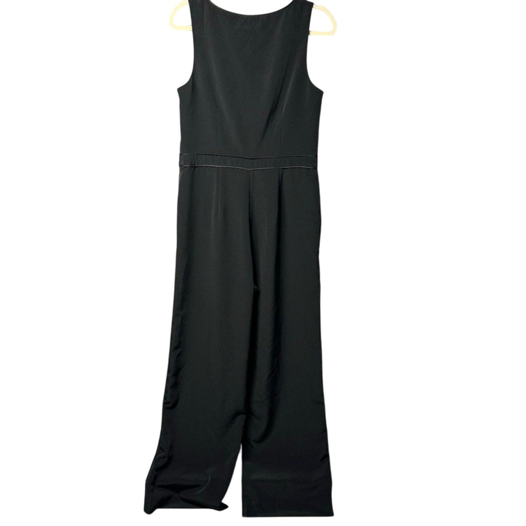 New The Limited Womens Size 8 Black 100% Polyester Sleeveless Front Zip Jumpsuit