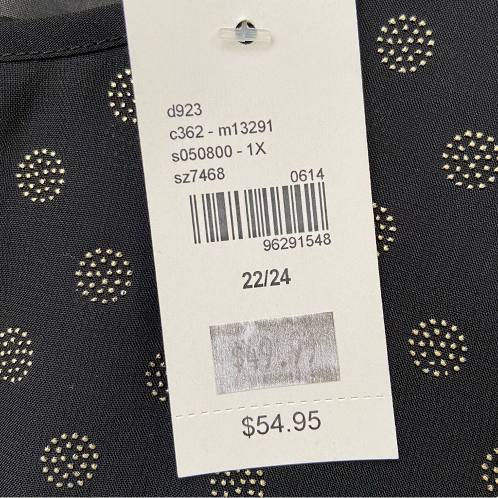 NWT New Lane Bryant Womens 22/24 Black Polka Dot Short Sleeve Sheer Blouse