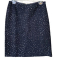 Ann Taylor Womens Size 8 Black Wool Blend Silver Sequin Back Zip Pencil Skirt