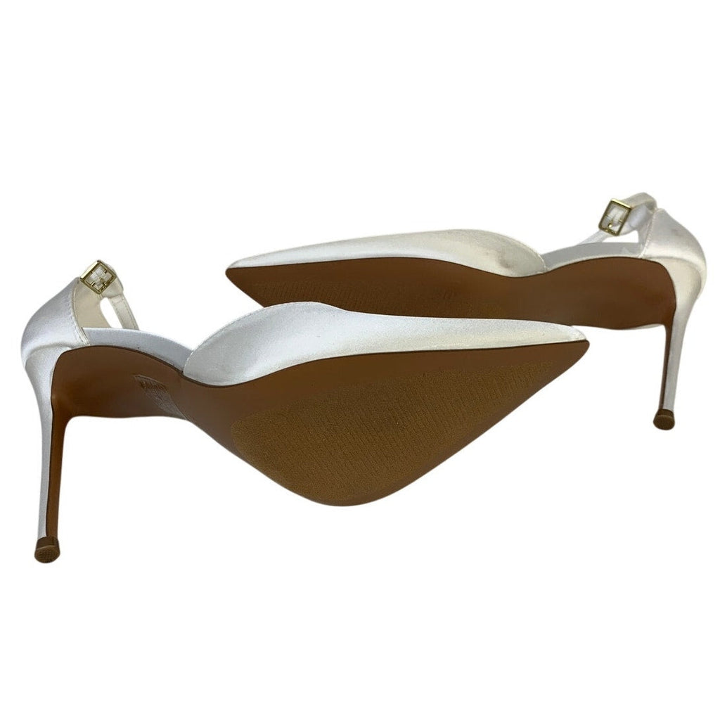 Dream Pairs Womens Size 7.5 White 4" Heel Ankle Strap Closed Pointed Toe Shoes